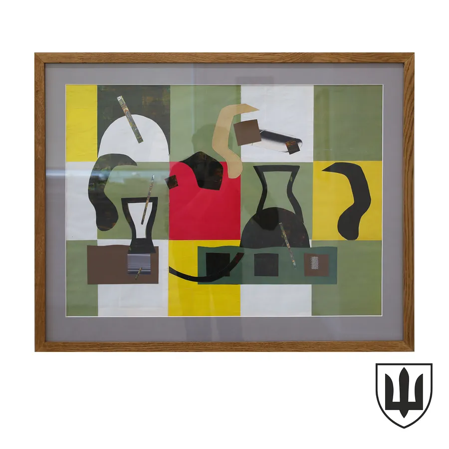 Image of Composition by Dmytro Paruta, size: 50 х 68 см, made of сolored paper, аppliqué, Graphics medium, part of the 2/11 series, priced at $300