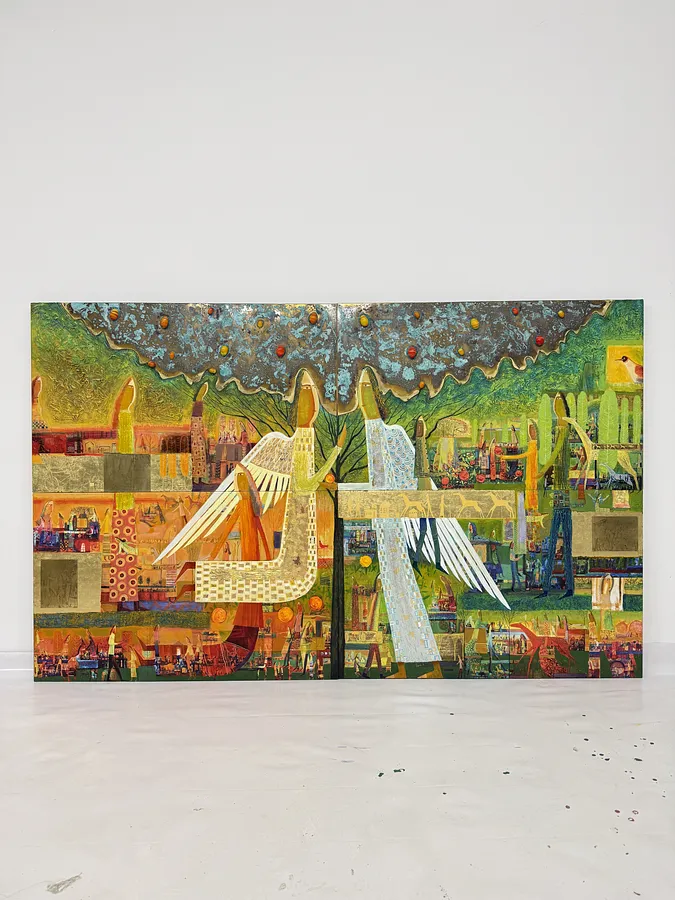 Image de Зустріч двох ангелів par Роман Опалинський, taille : 201x124cm, médium Живопис, au prix de $10000